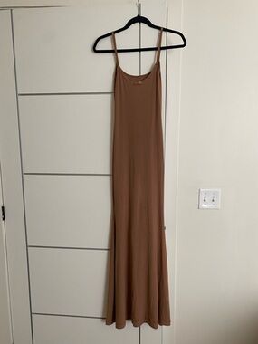 Skims Women's Brown Slip Maxi Dress - Minimal Spaghetti Strap